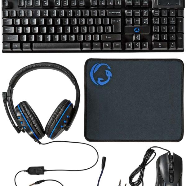 Combo Gaming 5 - EM - 1 Teclado + Rato + Auscultadores Headset + Tapete de Rato + Adaptador - NEDIS