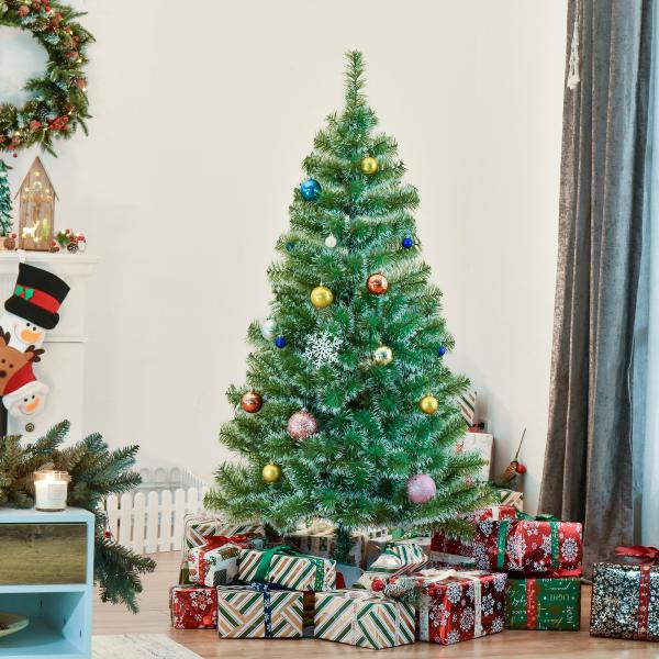 Árvore de Natal Artificial 150cm com 416 Ramos e Suporte de Metal Decoração Interior Sala de Estar Festas Ø75x150cm Verde