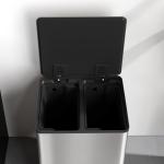 Balde de Lixo de Cozinha com 2 Compartimentos 2x30L Pedal Fechamento Suave e Cubo Amovível Prata