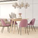 Conjunto de 4 Cadeiras de Sala de Jantar Modernas Cadeiras Estofadas em Veludo com Encosto Alto e Pés de Aço 50x52x83 cm Rosa