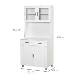 Armário de cozinha com prateleiras internas ajustáveis ​​e gaveta 80x48x170 cm Branco