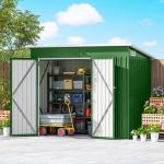 Abrigo de Jardim Exterior 2,7 m² 234x132x185 cm com Três Portas Fechadura e Grelhas de Ventilação Verde