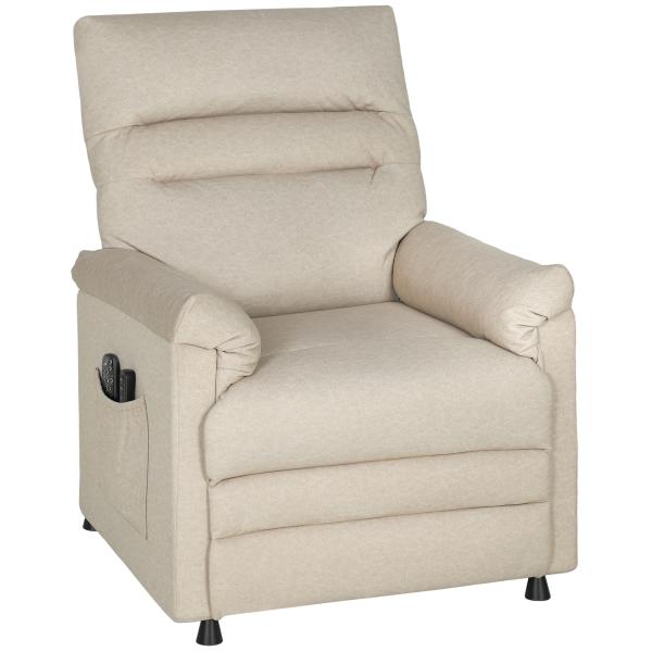 Poltrona Relax com Aquecimento Lombar e Massagem por Vibração Reclinável USB e Função de Memória 82x99x106 cm Bege