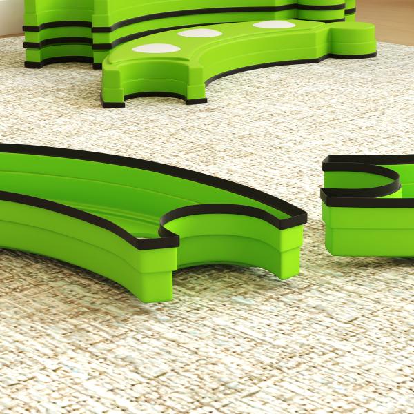 Trave de Equilíbrio para Crianças com 6 Pedras com Pontos Táteis para Treino de Equilíbrio em Interiores e Exteriores Verde