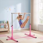 Barra de Ginástica para Crianças com Altura Ajustável 92 - 150 cm Barra Horizontal de Ginástica 197x121x150 cm Rosa