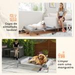 Cama Elevada para Cães com Latertais Amovíveis Cama Elevada para Cães Grandes Portátil com Malha Respirável 130x90x30 cm Cinza Claro