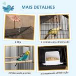 Gaiola de Metal para Pássaros com Bandeja Amovível 4 Comedouros 3 Poleiros e 1 Baloiço 50,5x41x104 cm Preto