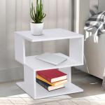 Mesa Auxiliar Mesa de Cabeceira de 2 Níveis com Prateleira de Armazenamento para Sala Quarto Estante 40x40x43 cm Branco