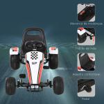 Go Kart a Pedais para Crianças acima de 3 Anos Carro de Pedais Infantil com Assento Ajustável e Freio de Mão 104x66x57cm Branco e Preto