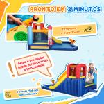 Castelo Insuflável com Insuflador 5 em 1 com Escorrega Piscina Parede de Escalada e Canhão de Água 360x250x195 cm Multicor