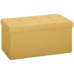 Puff de Arrumação Banco de Arrumação Dobrável 84 L 76x38x38 cm Estofado em Linho Sintético Amarelo