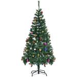 Árvore de Natal Artificial 150cm Ignífugo com 420 Ramos 48 Decorações Folhas de PVC e Suporte Metálico Verde