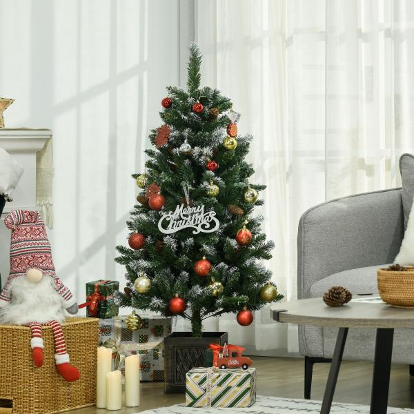 Árvore de Natal Artificial Nevada Altura 120 cm com 328 Ramos e Suporte Metálico Verde