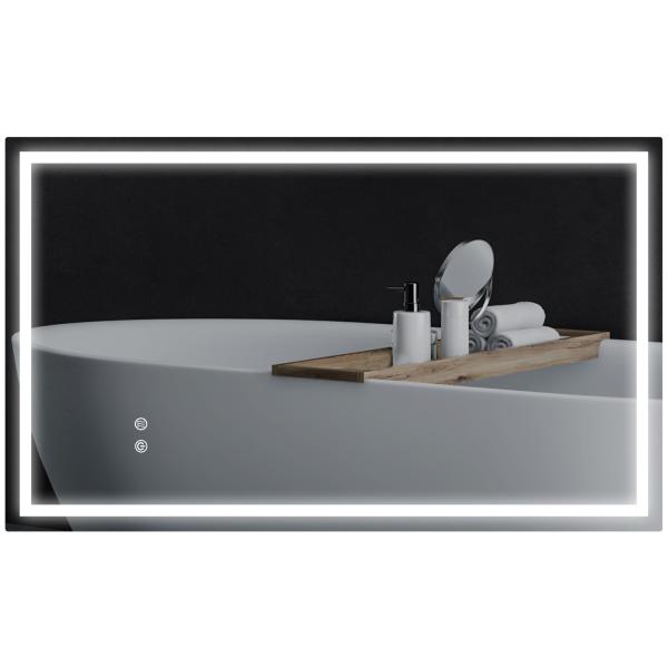 Espelho Casa de Banho com Luz LED 100x60 cm Espelho de Parede com Iluminação Anti - Embaciamento Brilho Ajustável e Interruptor Tátil