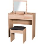 Toucador de Maquilhagem com Branco e Tampa Dobrável Mesa de Maquilhagem com Compartimentos e Gaveta 80x40x79cm Madeira