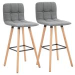 Conjunto de 2 Bancos de Bar Bancos Altos de Cozinha com Encosto Apoio para Pés Estilo Moderno 41,5x47x97,5 cm Cinzento