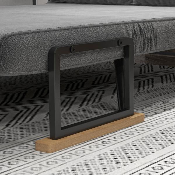 Sofá Cama Sofá Convertível em Cama de 2 Lugares Dobrável com Encosto Ajustável em 5 Níveis e 2 Almofadas 102x73x81 cm Cinza