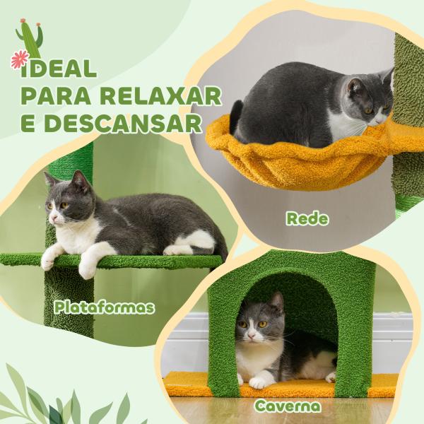 Arranhador para Gatos de Chão a Teto de 230 - 275 cm com Altura Ajustável Postes de Sisal e Bola de Brincar Verde