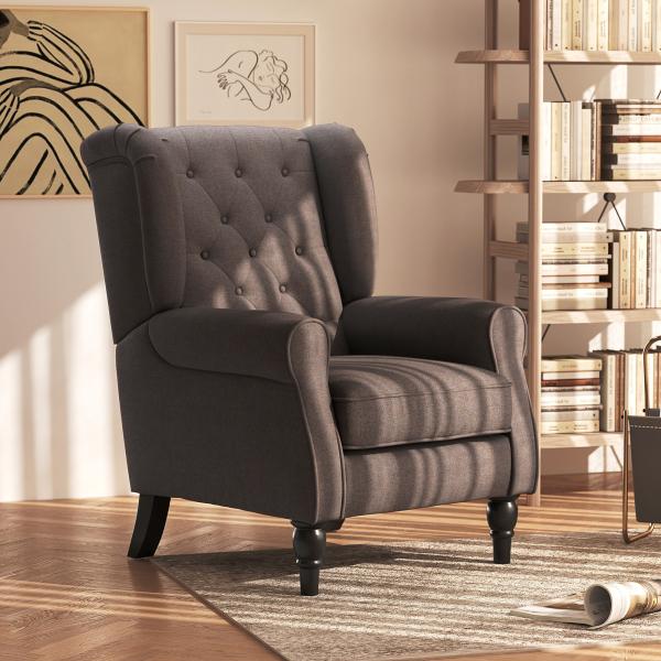 Poltrona de Sala de Estar Poltrona Moderna para Dormitório com Pés de Madeira Poltrona Individual 74x86x102 cm Marrom