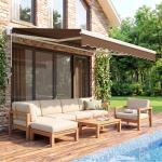 Toldo Manual Retrátil com Manivela 295x245cm Toldo Enrolável para Janela Portas Balcão Terraço Exterior Café