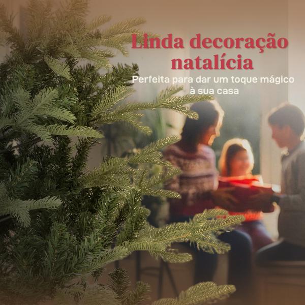 Árvore de Natal Artificial 210 cm com 1123 Ramos Densos e Suporte Metálico Dobrável para Interior Verde