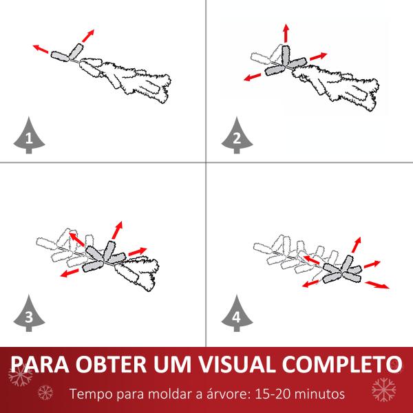 Árvore de Natal Automática 150 cm com 378 Ramos 41 Decorações Suporte em Aço Base Dobrável e Removível Verde