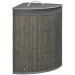 Cesto de Roupa de Bambu Capacidade de 55L Cesto para Roupa Suja com Tampa e Bolsa Amovível 38x38x57 cm Cinza