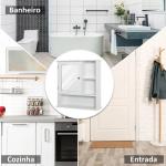 Gabinete de banheiro com grande espelho com prateleira ajustável interna e prateleiras abertas 60x18x63 cm Branco