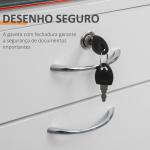 Bloco de Gavetas de Escritório com 4 Rodas Fechadura Prateleira Aberta e Armário 40x35x60 cm Branco