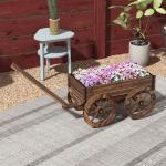 Floreira de Madeira Floreira de Exterior em Forma de Carrinho com 4 Rodas para Varanda Jardim Pátio 120x41x54 cm Madeira