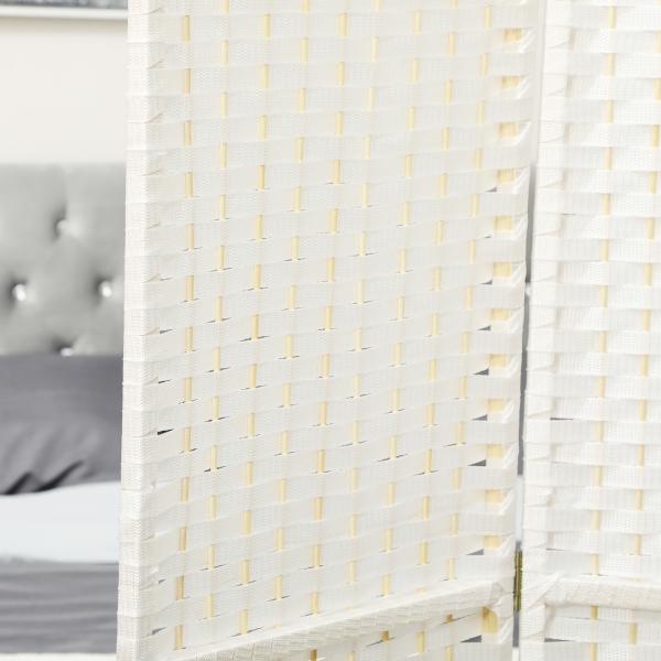 Biombo de 4 Painéis Separador de Ambientes Dobrável 160x170 cm para Sala de Estar Dormitório Escritório Branco