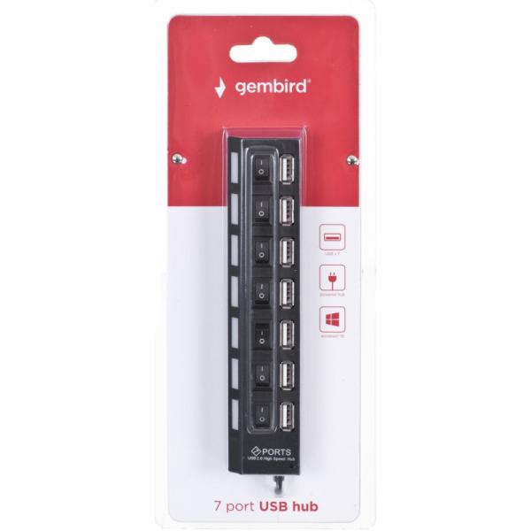 Hub Usb 2.0 Gembird UHB - U2P7 - 03 Saidas 7xUSB 2.0 com interruptores e Carregador