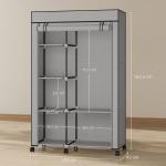 Roupeiro de Tecido Dobrável com 6 Prateleiras 1 Barra de Pendurar e Rodas para Dormitório Vestidor 103x43x162,5 cm Cinza
