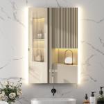 Espelho de Casa de Banho com Luz LED 70x50 cm 3 Cores de Luz Função Antiembaciamento Função de Memória IP44 Prata