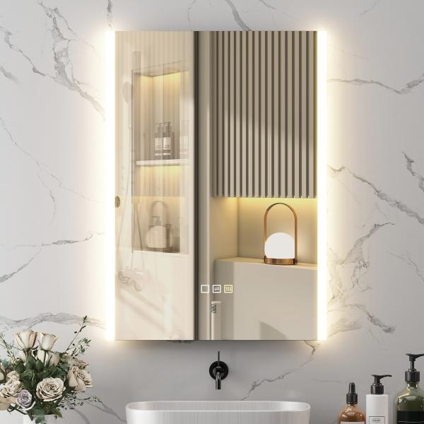 Espelho de Casa de Banho com Luz LED 70x50 cm 3 Cores de Luz Função Antiembaciamento Função de Memória IP44 Prata