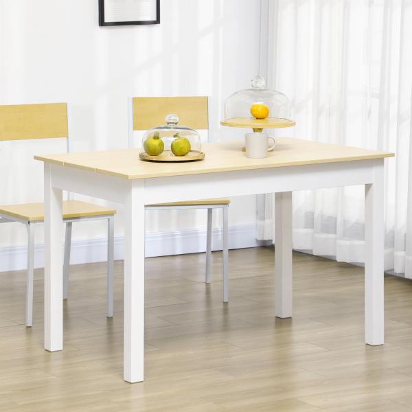Mesa de Sala de Jantar de Madeira Retangular para 4 - 6 Pessoas Estilo Moderno 119x70x76 cm Carvalho e Branco