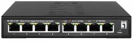 Switch 8 Portas 10/100/1000Mbps GES - 2108P - LEVEL ONE