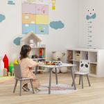 Conjunto de Mesa e Cadeiras para Crianças de 3 Peças Mesa Infantil com 2 Cadeiras Conjunto de Móveis para Atividades Cinza