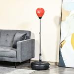 Saco de Boxe de Pé com Altura Ajustável de 4 Níveis Punching Ball com Base Preenchida Luvas e Inflador para Adultos e Adolescentes Ø45x132 - 158cm Preto e Vermelho