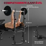 Banco de Musculação Multifuncional Inclinável Banco de Pesos com Suporte para Barra Ajustável Extensão de Pernas 106x155x202 cm Preto