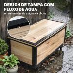 Baú de Exterior 121 L Baú de Armazenamento em Madeira com 4 Rodas para Jardim Pátio Varanda 100x50x43 cm Natural e Preto