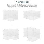 Recinto para Pequenos Animais Modular de Metal com 12 Painéis e 24 Conectores para Coelhos Porquinhos da Índia 105x105x45 cm Branco