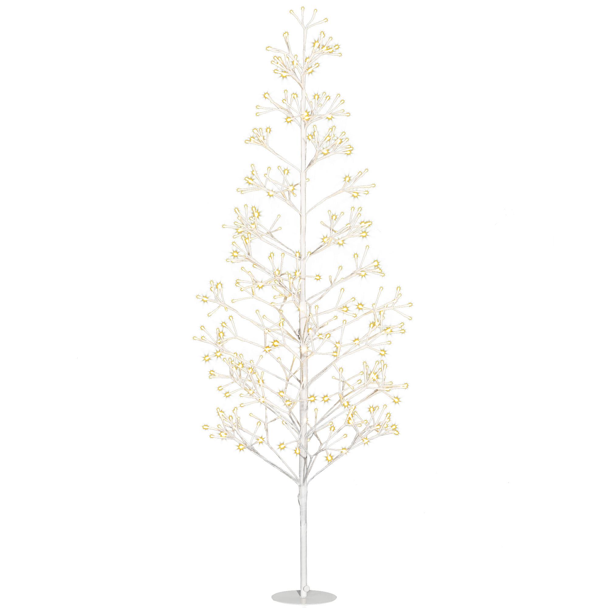 Árvore de Natal Artificial 180 cm com 384 Luzes LED Branco - Quente Ramos Flexíveis Base de Aço Branco