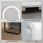 Espelho de Corpo Inteiro com Luzes 150x50 cm Arqueado Sem Moldura 3 Tons de Luz Brilho Ajustável Transparente