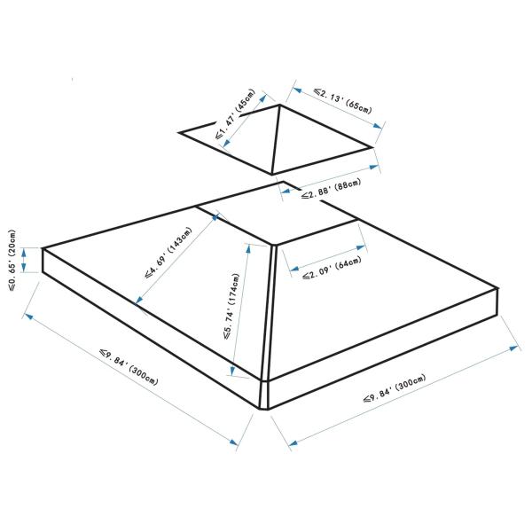 Toldo de Substituição 3x3m para Pérgolas Toldo de Substituição de Pérgolas de Jardim Verde