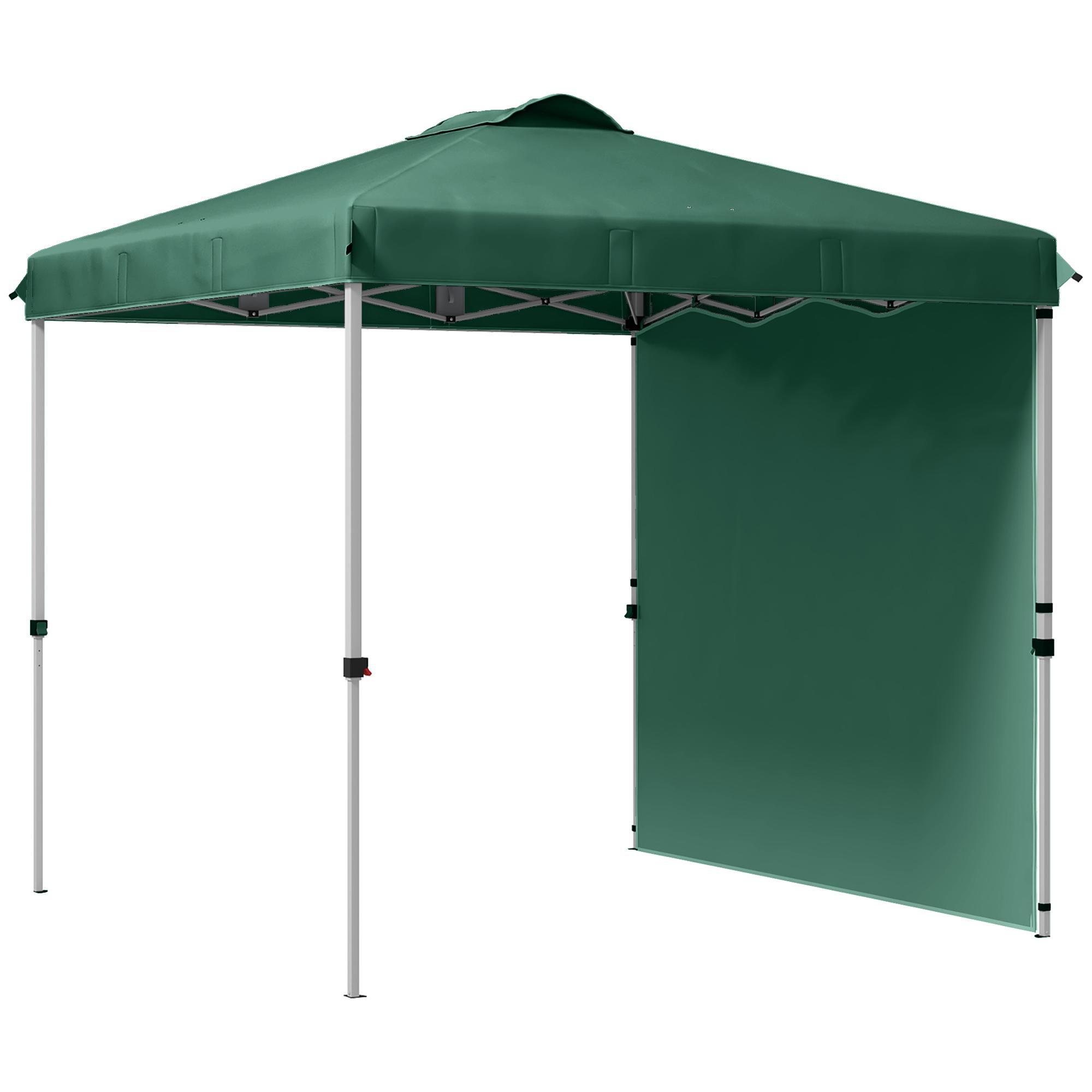 Tenda Dobrável 2,5x2,5 m Tenda de Jardim com 1 Parede Lateral Altura Ajustável para Campismo Festas Verde