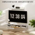 Móvel de TV Sala de Estar com Prateleira de Parede Armário Orifícios para Cabos para Televisão de Parede 120x24x16 cm Branco
