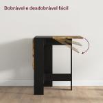 Mesa Dobrável de Jantar Mesa de Cozinha com Abas Rebatíveis para Espaços Pequenos 103x76x73,5 cm Preto e Castanho Rústico