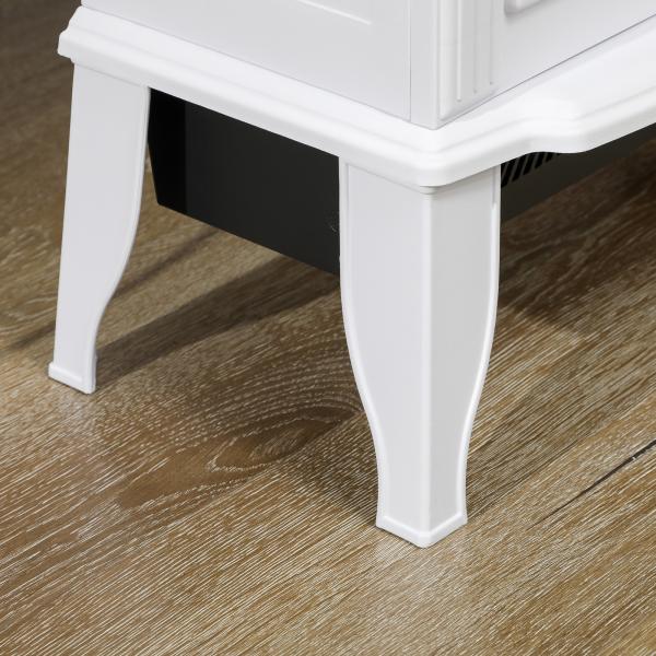 Lareira Elétrica Portátil 1000/2000W com Simulação de Chama Termostato e Proteção de Superaquecimento 36,5x24x46 cm Branco