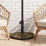 Base para Chapéu de Sol de Resina em Forma Semicircular para Mastros de Ø3,8 cm e Ø4,8 cm Peso 9 kg 50x31x32 cm Bronze